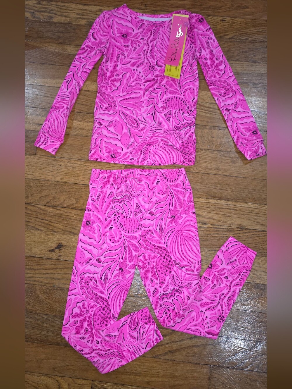 Lilly Pulitzer Bright Pink Paisley Kids Long-Sleeve Pajama Set